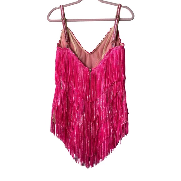 ✨ICONIC VEGAS MOMENT✨ Bronx & Banco Neon Pink Sequin Fringe Mini XS - Picture 7 of 9
